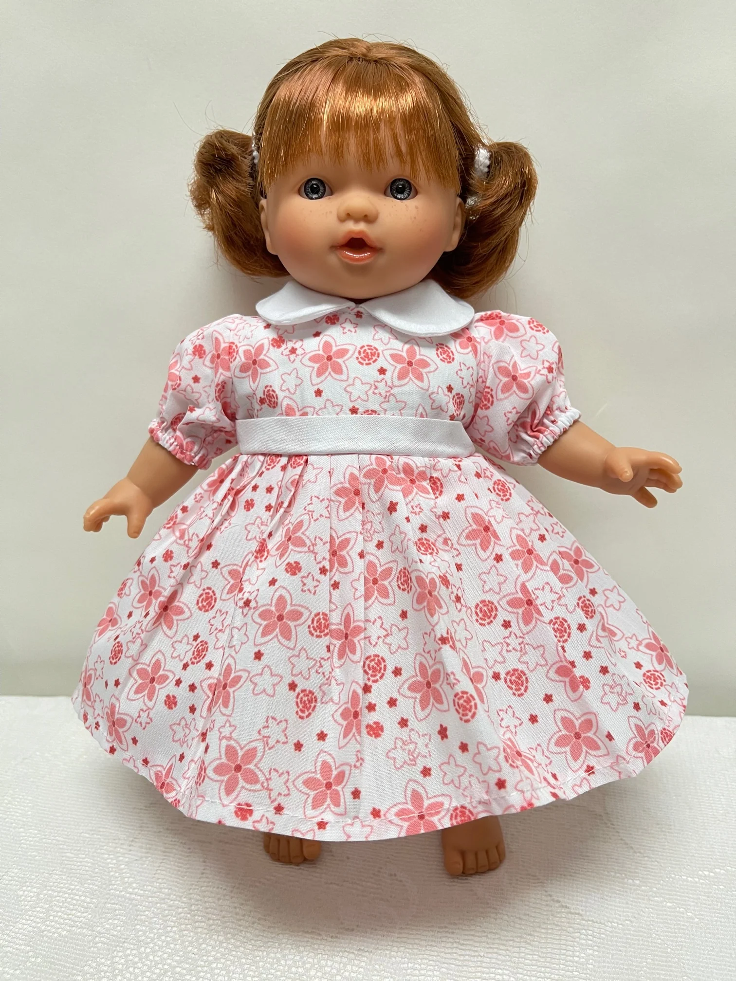 10" Red Floral Print Doll Dress - Image 2
