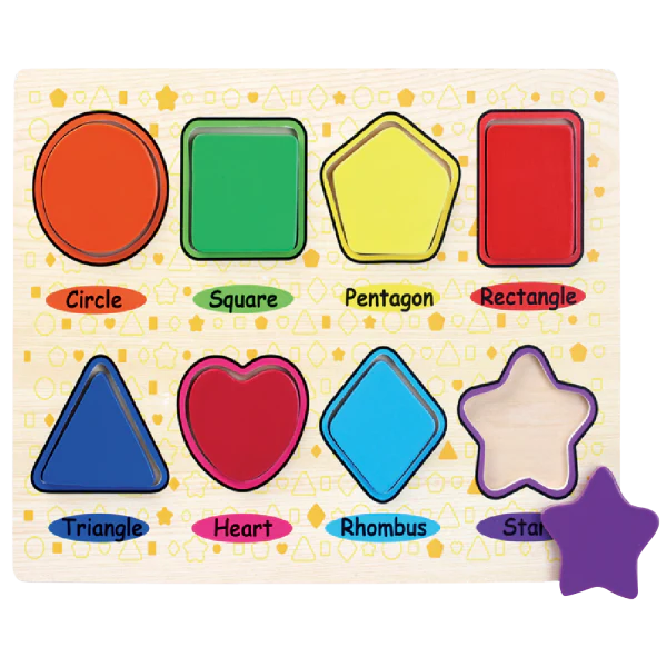 8 PC 8 Shape Chunky Wood Puzzle - Image 2
