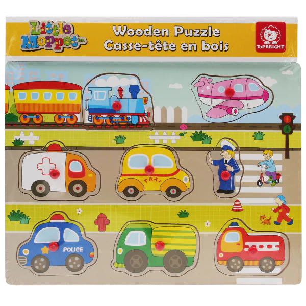 8 PC Vehicle Peg Wood Puzzle - Image 2