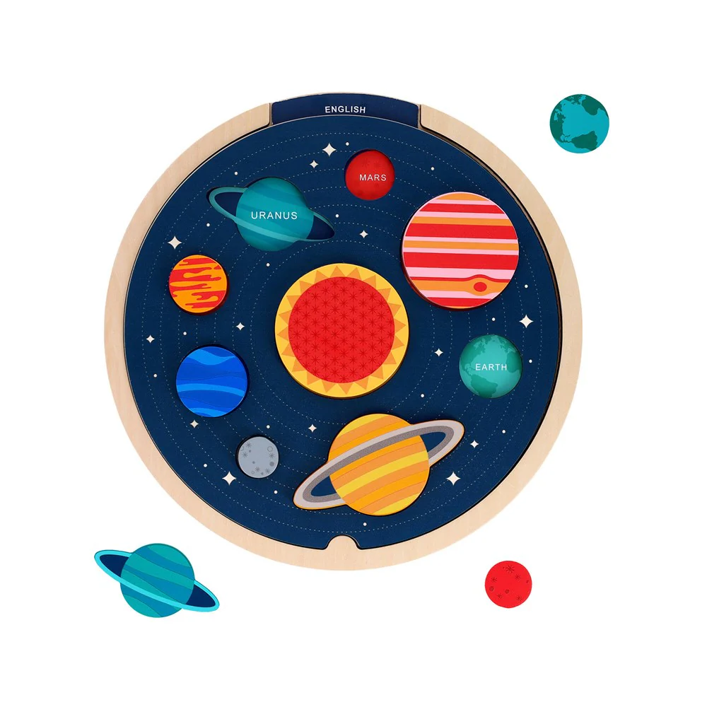 Multi-Language Solar System Wooden Tray Puzzle - Image 2